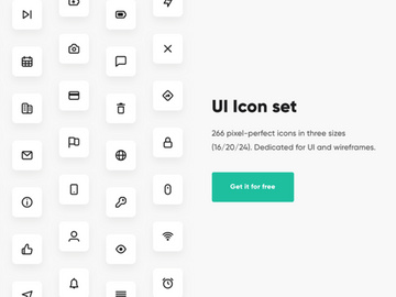 266 Free icons for UI and wireframing