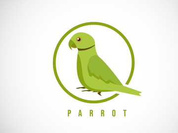 Parrot bird in a circle. Parrot bird logo design template vector illustration
