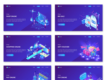 Shopping Online  Isometric Concept Landing Page