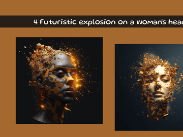 Futuristic explosion on a woman's head