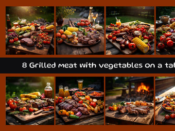 Grilled meat with vegetables on a table