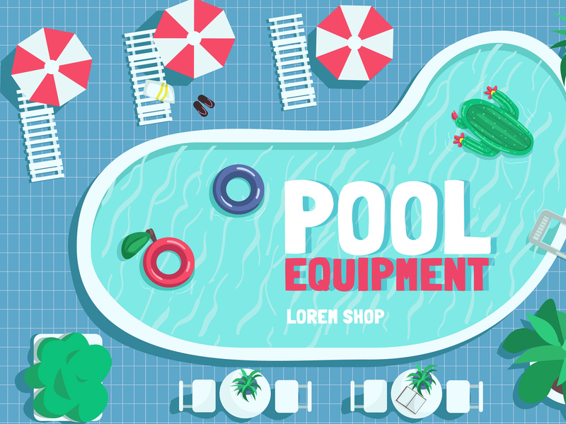 Pool equipment poster flat vector template by The Img ~ EpicPxls