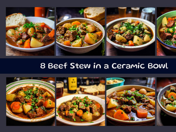 Beef Stew in a Ceramic Bowl