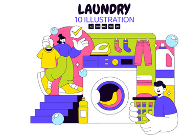 10 Laundry Room Vector Illustration