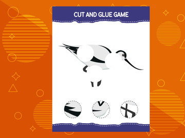 10 Pages Cut and glue game for kids with birds. Cutting practice for preschoolers. Education worksheet.