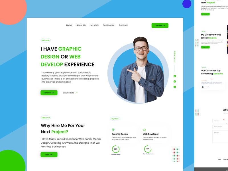 PERSONAL PROTFOLIO LANDING PAGE UI UX DESIGN by ZIHAD UL ~ EpicPxls