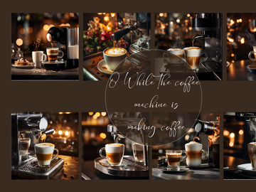 While the coffee machine is making coffee