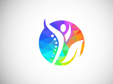 Low Poly Medical Chiropractic Concept Logo Design Template