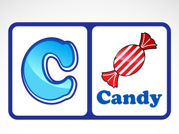 Alphabet flashcards for kids. Educational preschool learning ABC card with an element.