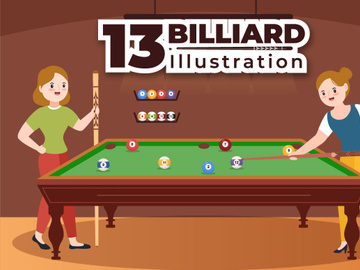 13 Billiards Game Illustration