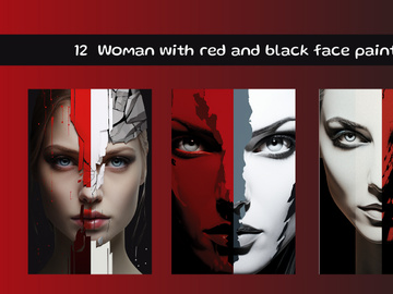 Woman with red and black face paint