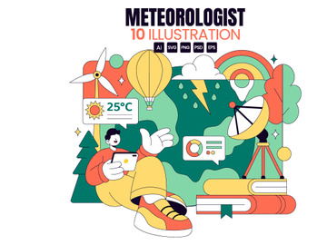10 Meteorologist Vector Illustration