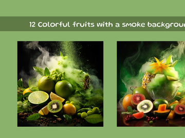 Colorful fruits with a smoke background