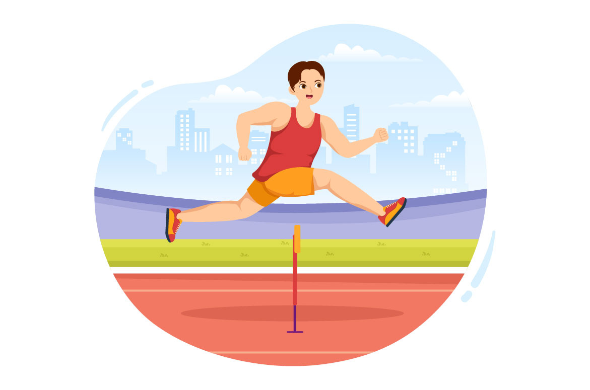 11-Hürden-Langstreckenlauf-Sportler-Illustration
