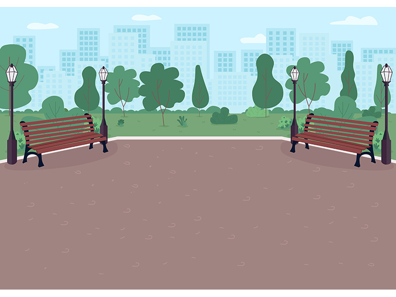 Park plaza flat color vector illustration by The Img EpicPxls