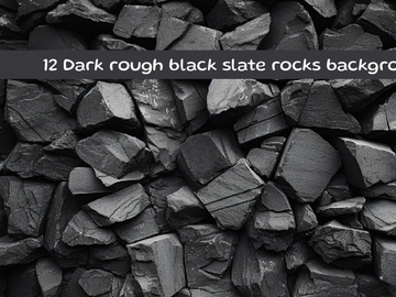 Dark rough black slate rocks background