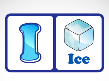 Alphabet flashcards for kids. Educational preschool learning ABC card with an element.