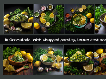 Gremolata  with chopped parsley, lemon zest and garlic