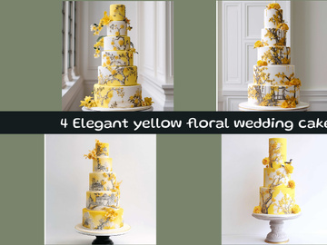 Elegant yellow floral wedding cake