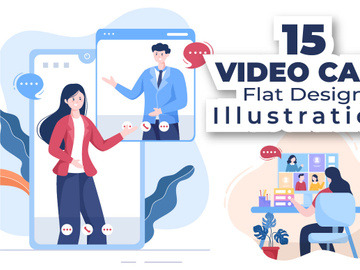 15 Conference Video Call Working for Home Cartoon Illustration