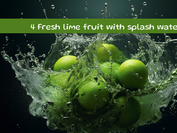 Fresh lime fruit with splash water
