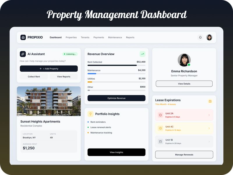 Modern Property Management Dashboard UI/UX by Shireen ~ EpicPxls