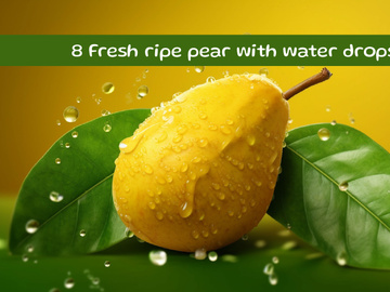Fresh ripe pear with water drops