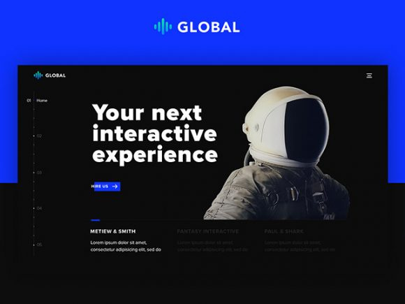 全球：PSD和HTML中的未来主义单页作品集(Global: A futuristic one page portfolio in PSD and HTML)插图