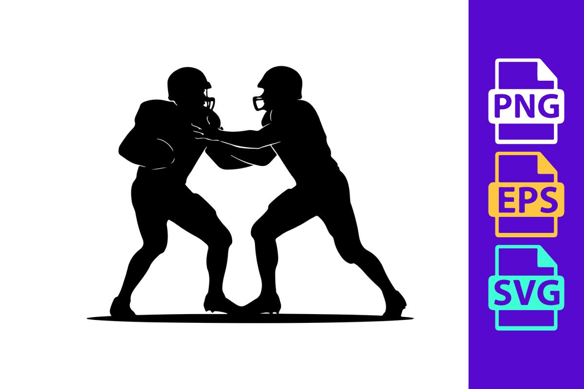 American football players in action silhouette of two athletes competing