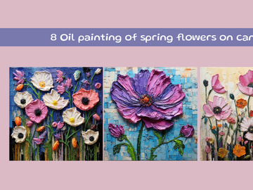 Oil painting of spring flowers on canvas
