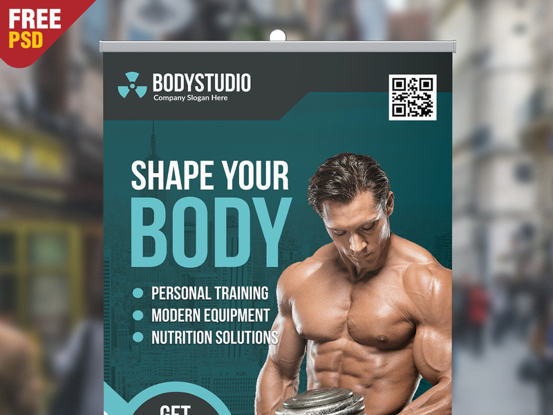 Gym Roll Up Banner Free Psd By Psd Zone Epicpxls