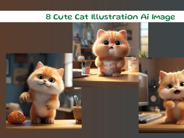 Crazy Cat Illustration Ai Image
