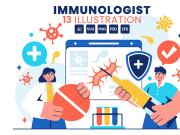 13 Immunologist Vector Illustration