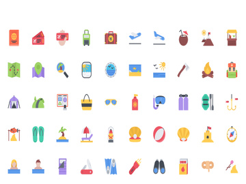 beach & camping icons 50