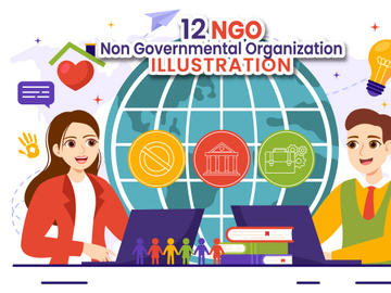 12 NGO or Non Governmental Organization Illustration