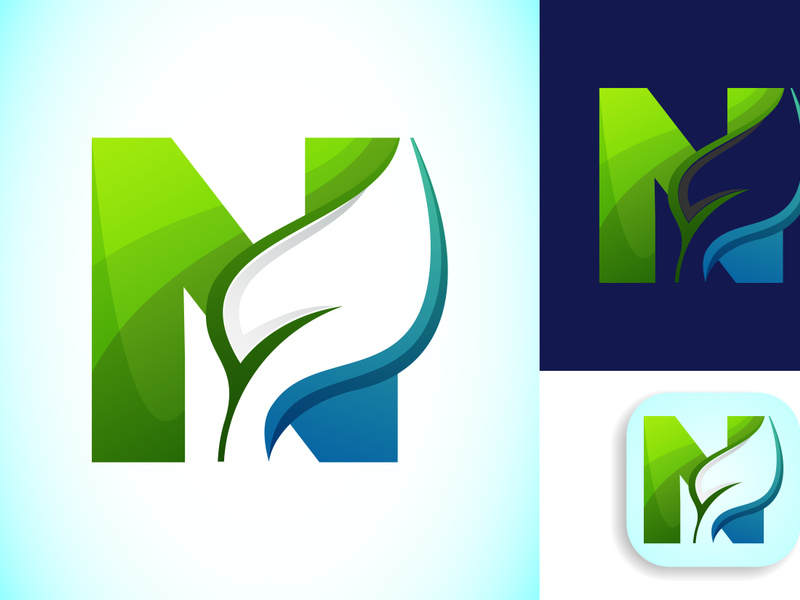 English alphabet with negative space leaf logo vector ~ EpicPxls
