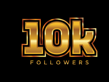 3d golden 10k followers social media celebration design. Vector illustration