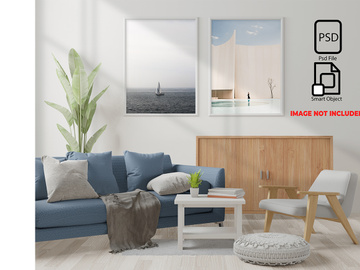 Interior concept in a frame mockup