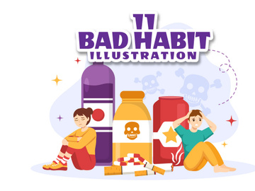 11 Bad Habit Vector Illustration