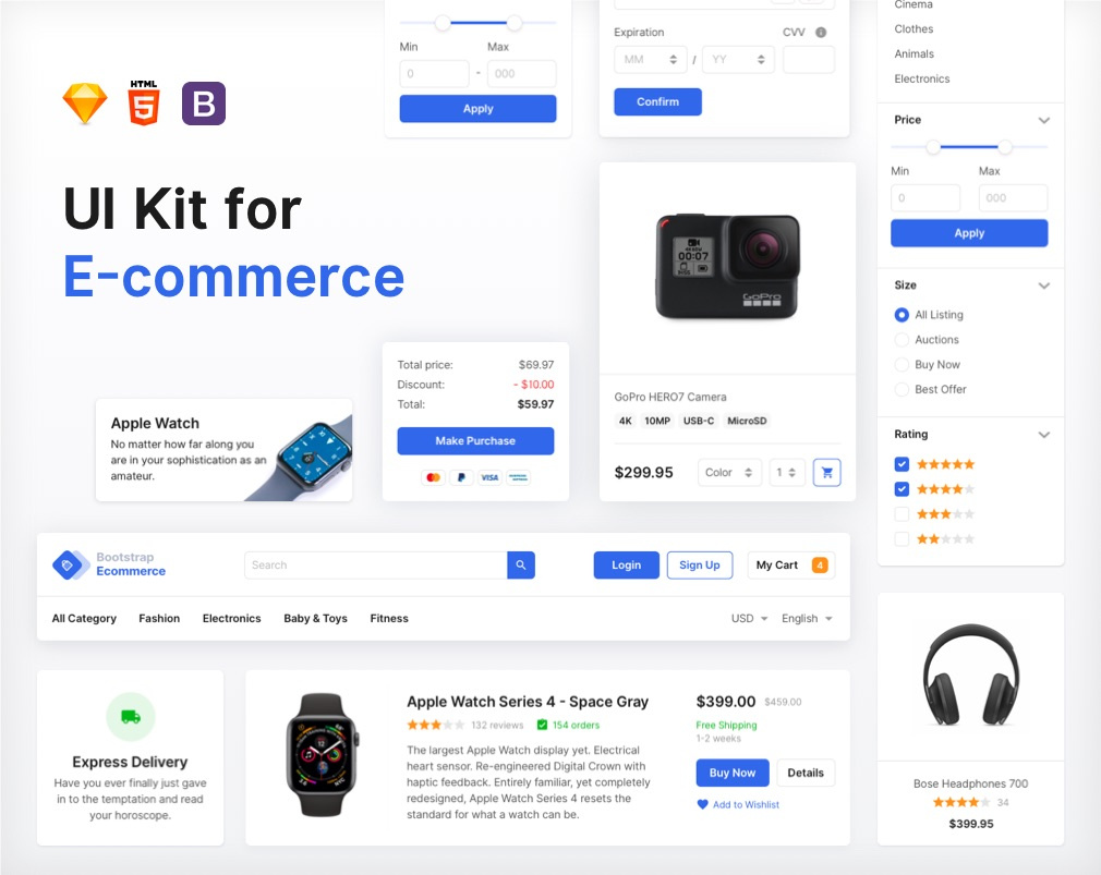 用于电子商务项目设计的UI套件(UI kit for e-commerce projects design)插图