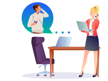 Illustration : Office Call Man Woman