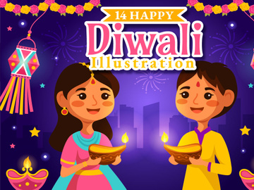 14 Happy Diwali Hindu Illustration