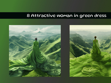 Attractive woman in green dress