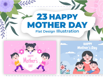 23 Happy Mother Day Flat Design Illustration