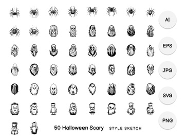 Halloween Scary Element Draw Black