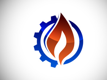 Fire flame icon in a shape of drop. Oil and gas industry logo design concept.