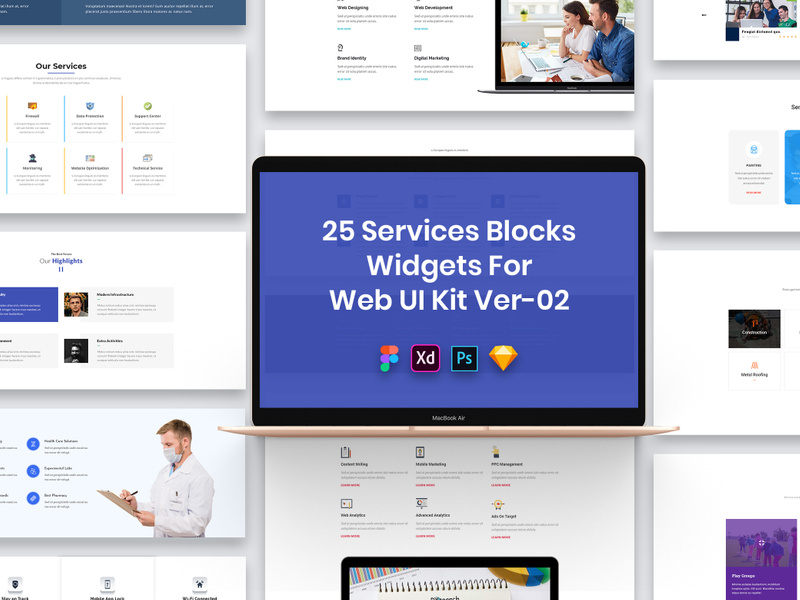 25 Services Blocks Widgets for Web UI Kit Ver-02 by 3djagan ~ EpicPxls
