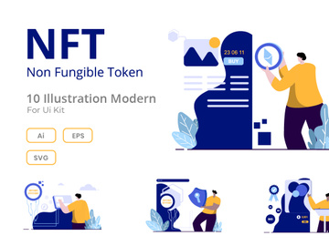 NFT Non Fungible Token  flat Illustration