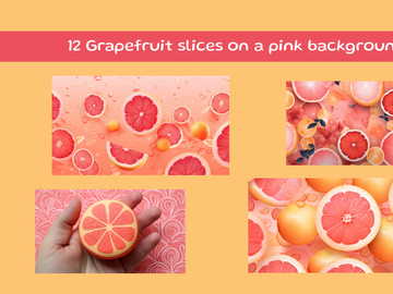 Grapefruit slices on a pink background