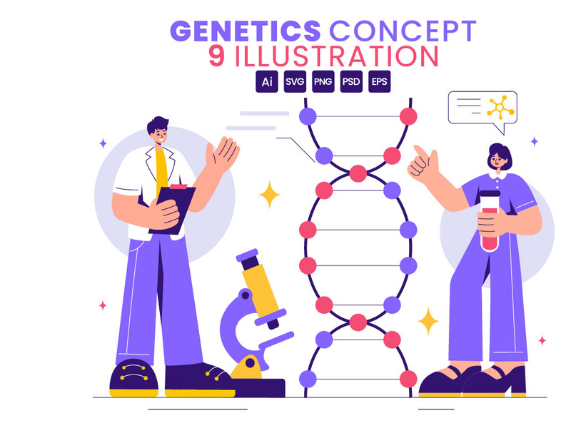 9 Genetic Science Concept Illustration by denayuneep ~ EpicPxls